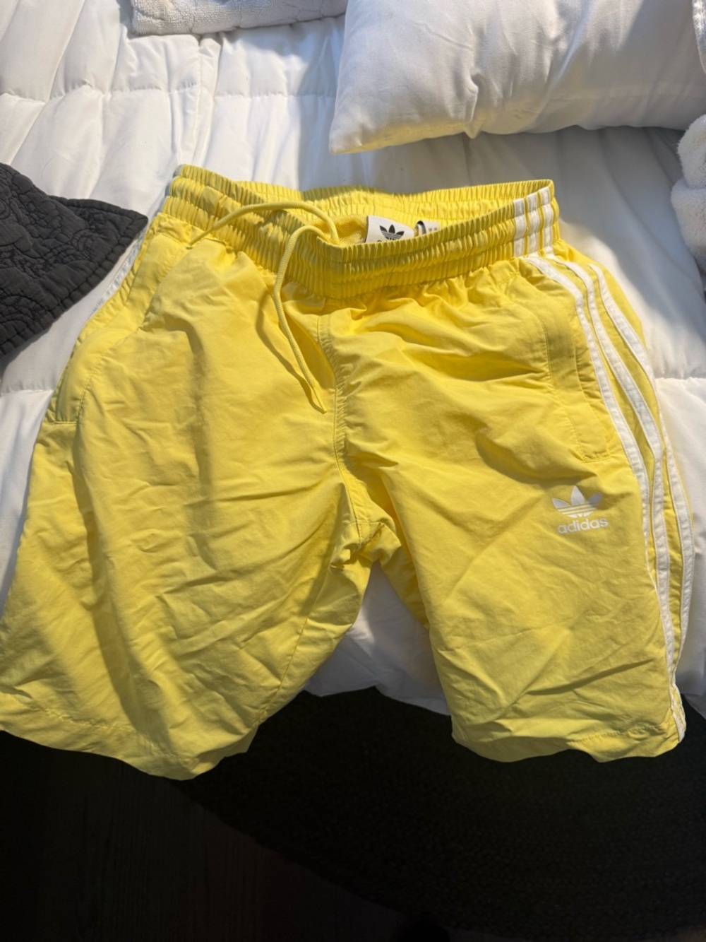 adidas Yellow 3-Stripe Trefoil Athletic bathing suit